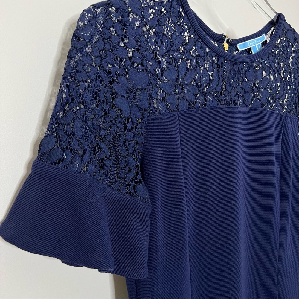 Draper James Navy Blue Lace Flutter Sleeve Dress - image 6